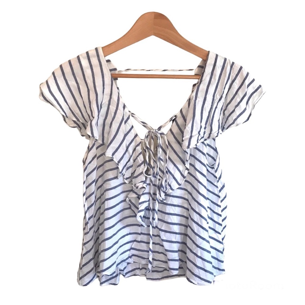 Gianni Bini striped rayon ruffle top